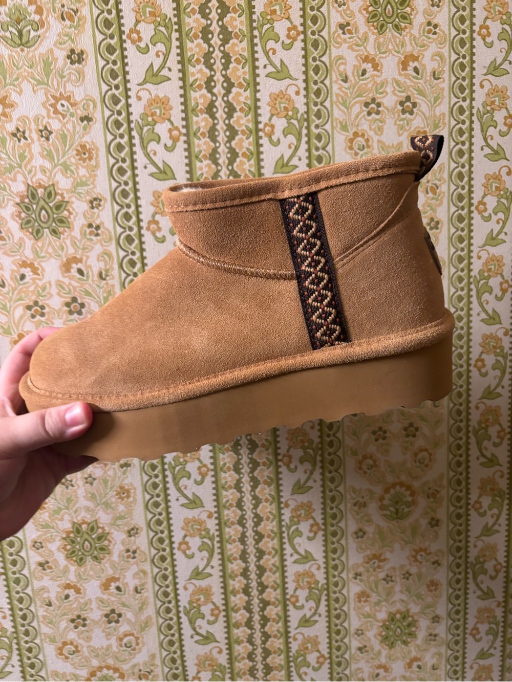 BearPaw Chestnut Suede Shearling Ankle Boots - Picture 2 of 5